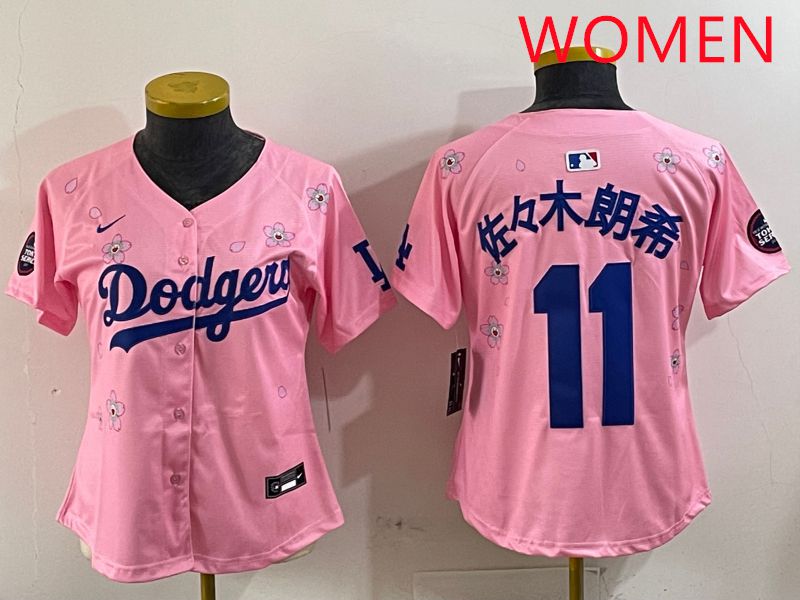Women Los Angeles Dodgers #11 R.Sasaki Pink Sakura Edition 2025 Nike MLB Jersey style 10->philadelphia phillies->MLB Jersey